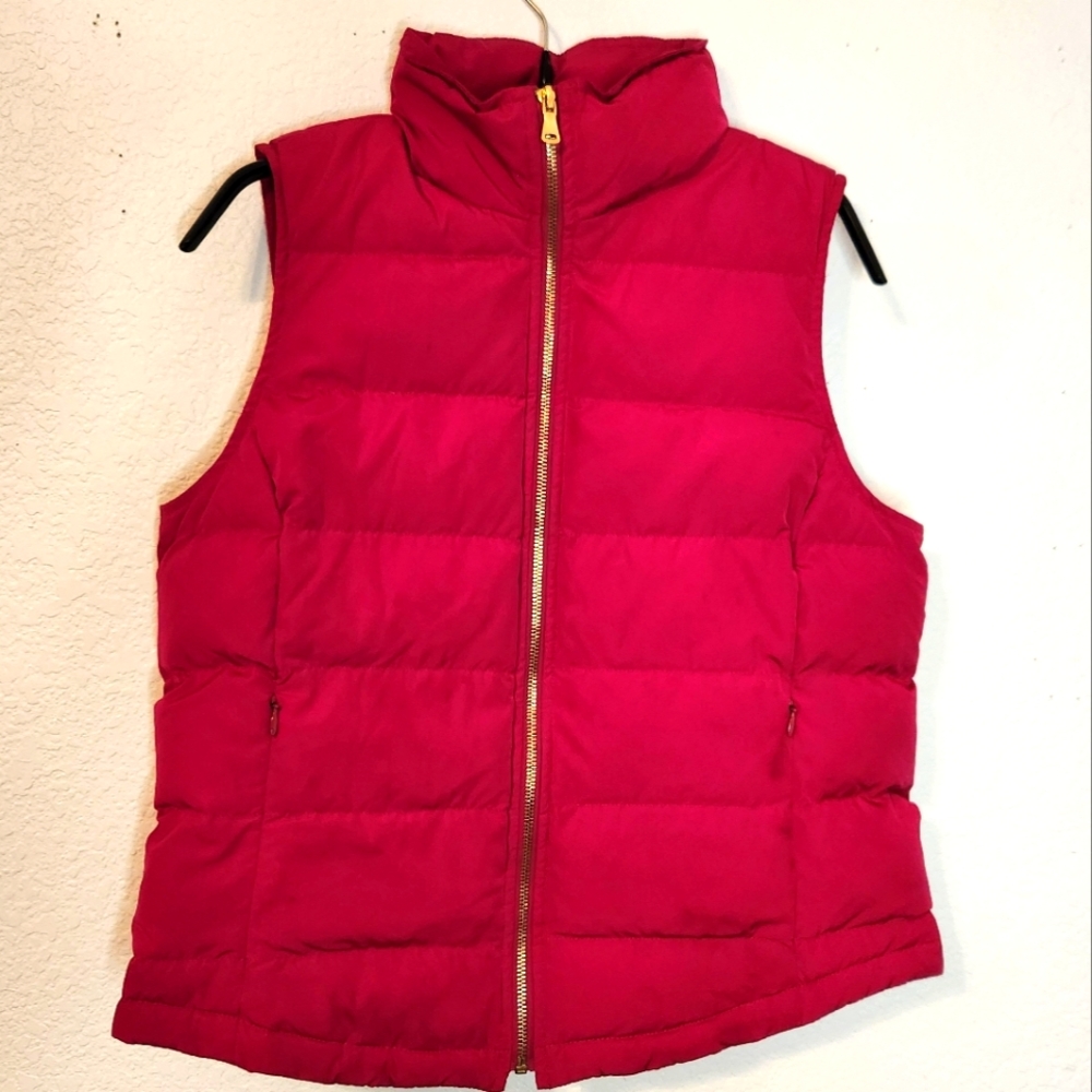 Talbots Petite Red Wine Duck Down Feather Sleeveles Vest, Size SP